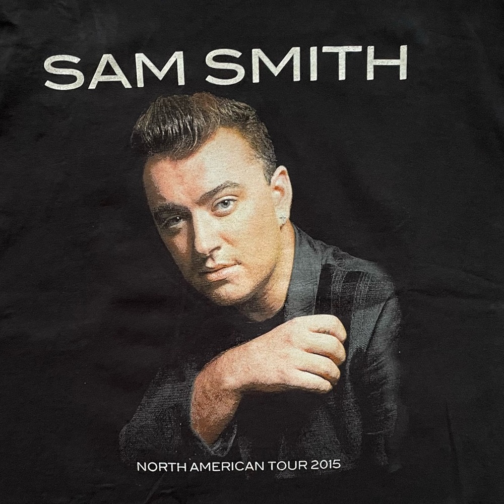 SAM SMITH Mens Womens Large 2015 North American Tour Black T Shirt Unisex Slim